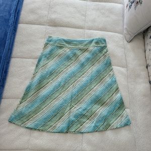 Merona linen skirt, size 12, blue/green stripe